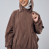 Noelle Batwing Windbreaker in Dark Brown