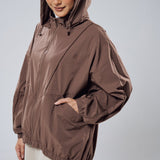 Noelle Batwing Windbreaker in Dark Brown