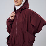 Noelle Batwing Windbreaker in Burgundy
