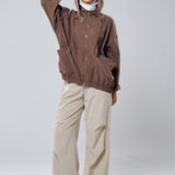 Noelle Batwing Windbreaker in Dark Brown