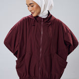 Noelle Batwing Windbreaker in Burgundy