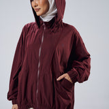 Noelle Batwing Windbreaker in Burgundy