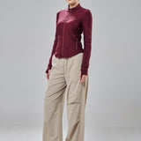 Ella Fitted Top in Burgundy