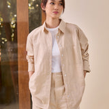 Isla Linen Relaxed Fit Shirt in Sand