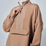 Chloe High Neck Athleisure Top in Brown