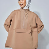 Chloe High Neck Athleisure Top in Brown