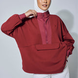 Chloe High Neck Athleisure Top in Burgundy