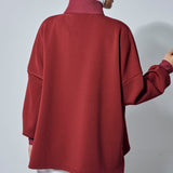 Chloe High Neck Athleisure Top in Burgundy