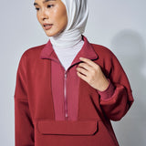 Chloe High Neck Athleisure Top in Burgundy