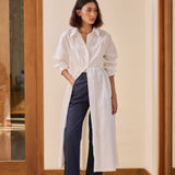 Amelia Linen Dress in Off-white