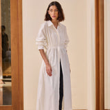 Amelia Linen Dress in Off-white