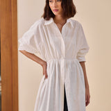 Amelia Linen Dress in Off-white