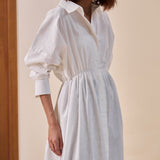 Amelia Linen Dress in Off-white