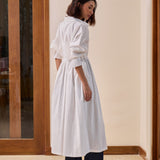 Amelia Linen Dress in Off-white