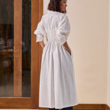 Amelia Linen Dress in Off-white