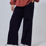 Ruby Pleated Track Pants in Black