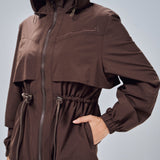 Megan Trench Windbreaker in Dark Brown