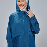 Thara Boxy Windbreaker in Teal Blue