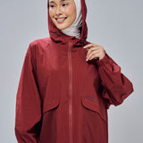 Thara Boxy Windbreaker in Maroon