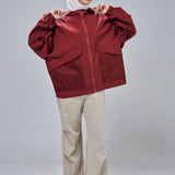 Thara Boxy Windbreaker in Maroon