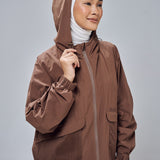 Thara Boxy Windbreaker in Dark Brown