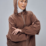 Thara Boxy Windbreaker in Dark Brown