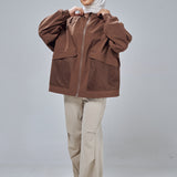 Thara Boxy Windbreaker in Dark Brown