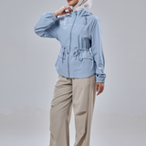 Neo Windbreaker Top in Dusty Blue