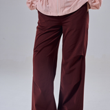 Ruby Pleated Track Pants in Burgundy