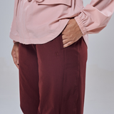 Ruby Pleated Track Pants in Burgundy