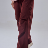 Ruby Pleated Track Pants in Burgundy