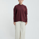 Lily Basic Ribbed Top in Maroon