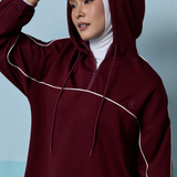 Eli Relaxed Quarter Zip Hoodie in Maroon