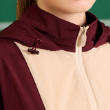 Vera Cinched Windbreaker in Burgundy & Sand