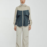 Sasha Tri-Colour Windbreaker in Warm Taupe