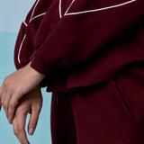 Eli Relaxed Quarter Zip Hoodie in Maroon