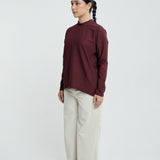 Lily Basic Ribbed Top in Maroon