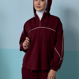 Eli Relaxed Quarter Zip Hoodie in Maroon