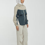 Sasha Tri-Colour Windbreaker in Warm Taupe