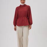 Nyla Cinched Windbreaker in Brick Red