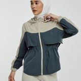 Sasha Tri-Colour Windbreaker in Warm Taupe