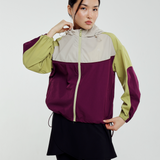 Renata Tri-Colour Windbreaker in Aubergine