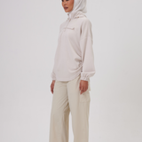 Cleo Adjustable Side Ruched Hoodie in Oat