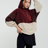 Sabine Tri-Colour Windbreaker in Dark Brown