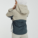 Sasha Tri-Colour Windbreaker in Warm Taupe