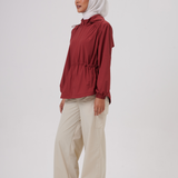 Nyla Cinched Windbreaker in Brick Red