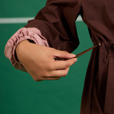 Vera Cinched Windbreaker in Dark Brown & Blush Pink