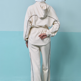 Thea Drop Shoulder Cinched Waist Hoodie in Cream