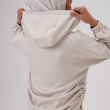 Cleo Adjustable Side Ruched Hoodie in Oat