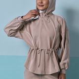 Hera Adjustable Waist Hoodie in Taupe